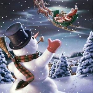 Snowman Waving to Santa Card