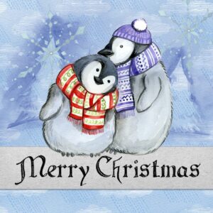 Penguins Hugging/Merry Christmas Card