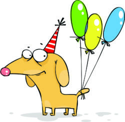 Cartoon Dog With Balloons Happy Birthday