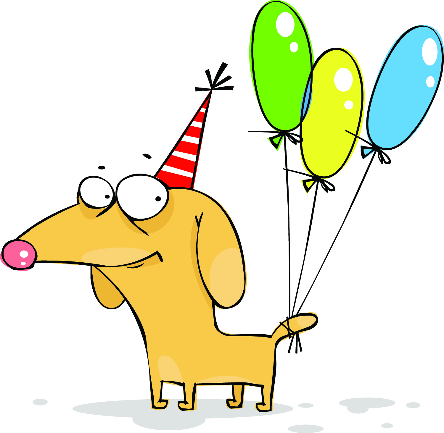 Cartoon Dog With Balloons Happy Birthday Card - JamBox