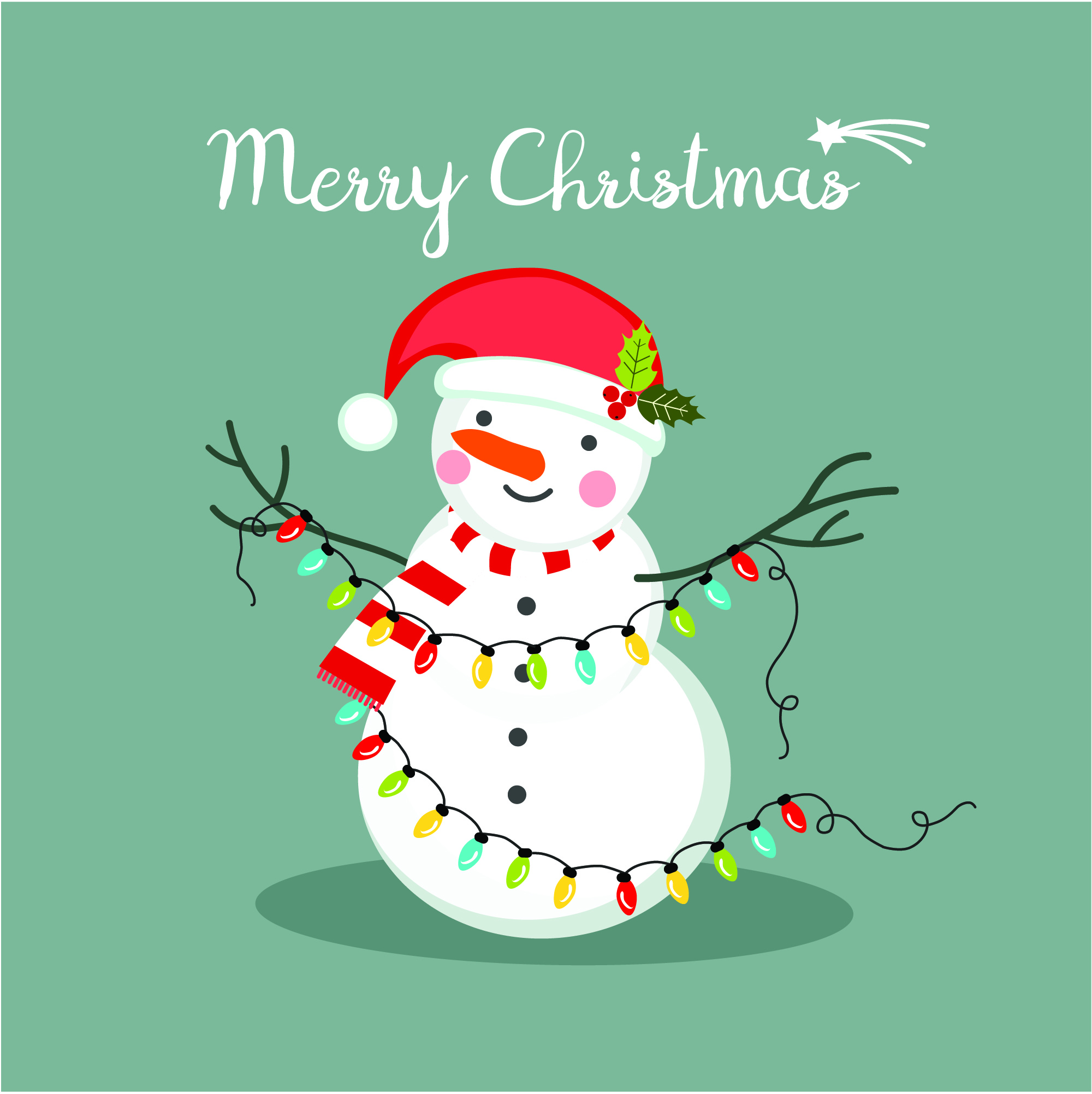 Merry Christmas Snowman w/Lights Card - JamBox